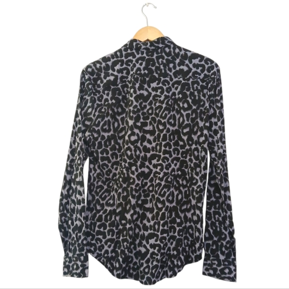 Guess sz S Purple and Black Leopard Print Long Sleeve Button-Up Business Shirt - Picture 2 of 13